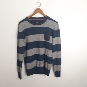 Goodale Wool Blend Sweater Striped Pocket